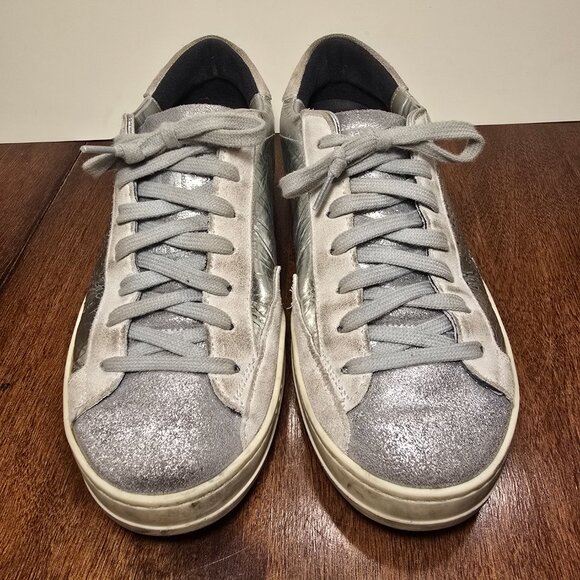 P448 John Ghinea Metallic Silver/Gray Skate Shoe Low Top Size 38 Made in Italy - Picture 3 of 14
